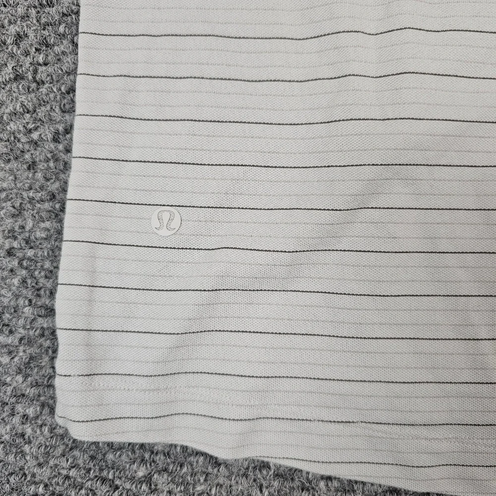 Lululemon Mens Evolution Polo Shirt L Gray Striped Short Sleeve Golf Athletic‎ - Picture 8 of 8